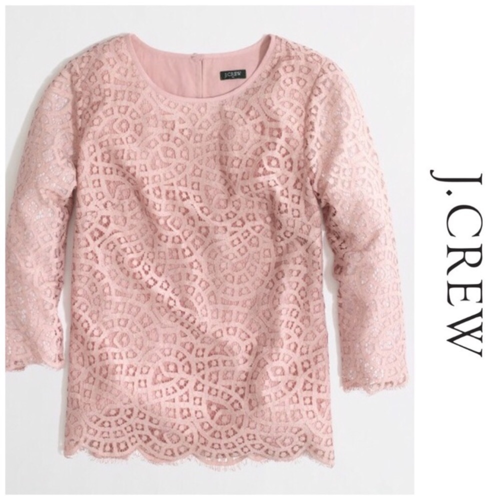 J.crew 3/4 sleeve scalloped lace top